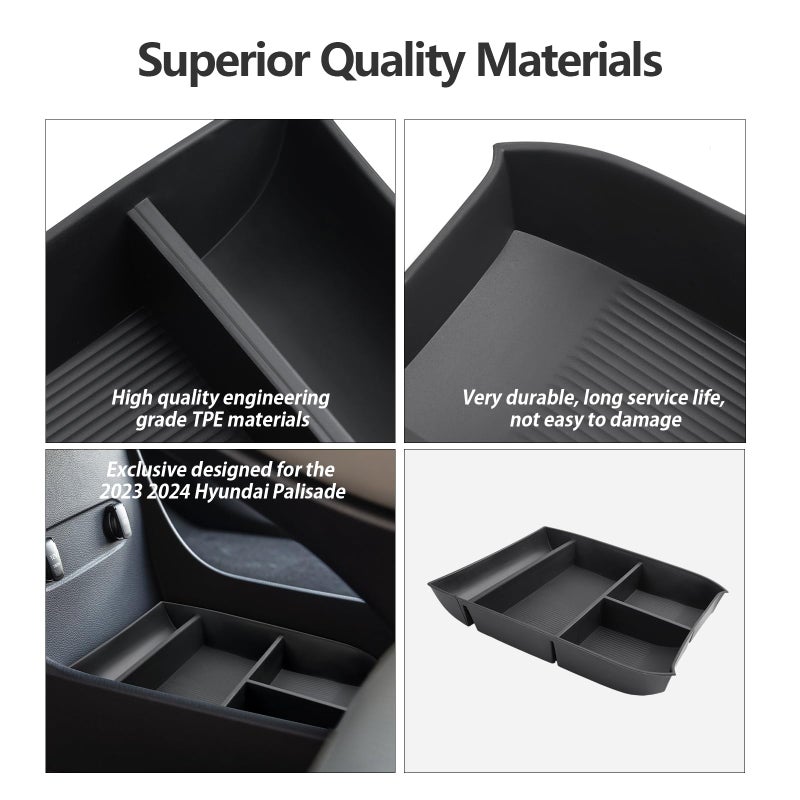 LUWU 2025 Palisade Organizer for 2020 2021 2022 2023 2024 2025 Hyundai Palisade SE/SEL/XRT/Limited/Calligraphy Center Console Organizer Under Armrest Organizer Insert Tray 2025 Palisade Accessories 2PCS - Image 5